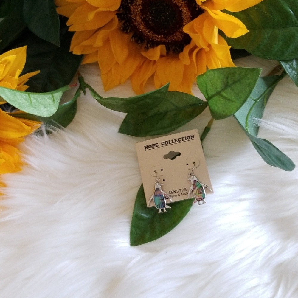 Silver/ Abalone Penguin Earring